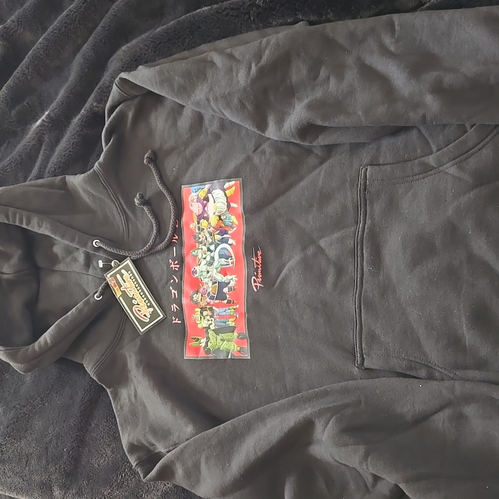 Primitive Black Hoodie with Anime Graphic